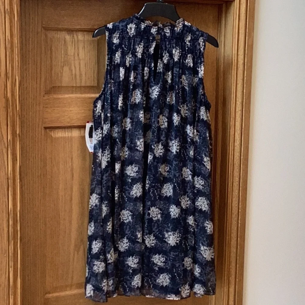 Joie Mini Dress Size Large Blue Baltic Print Shift Sleeveless Flowy NWT